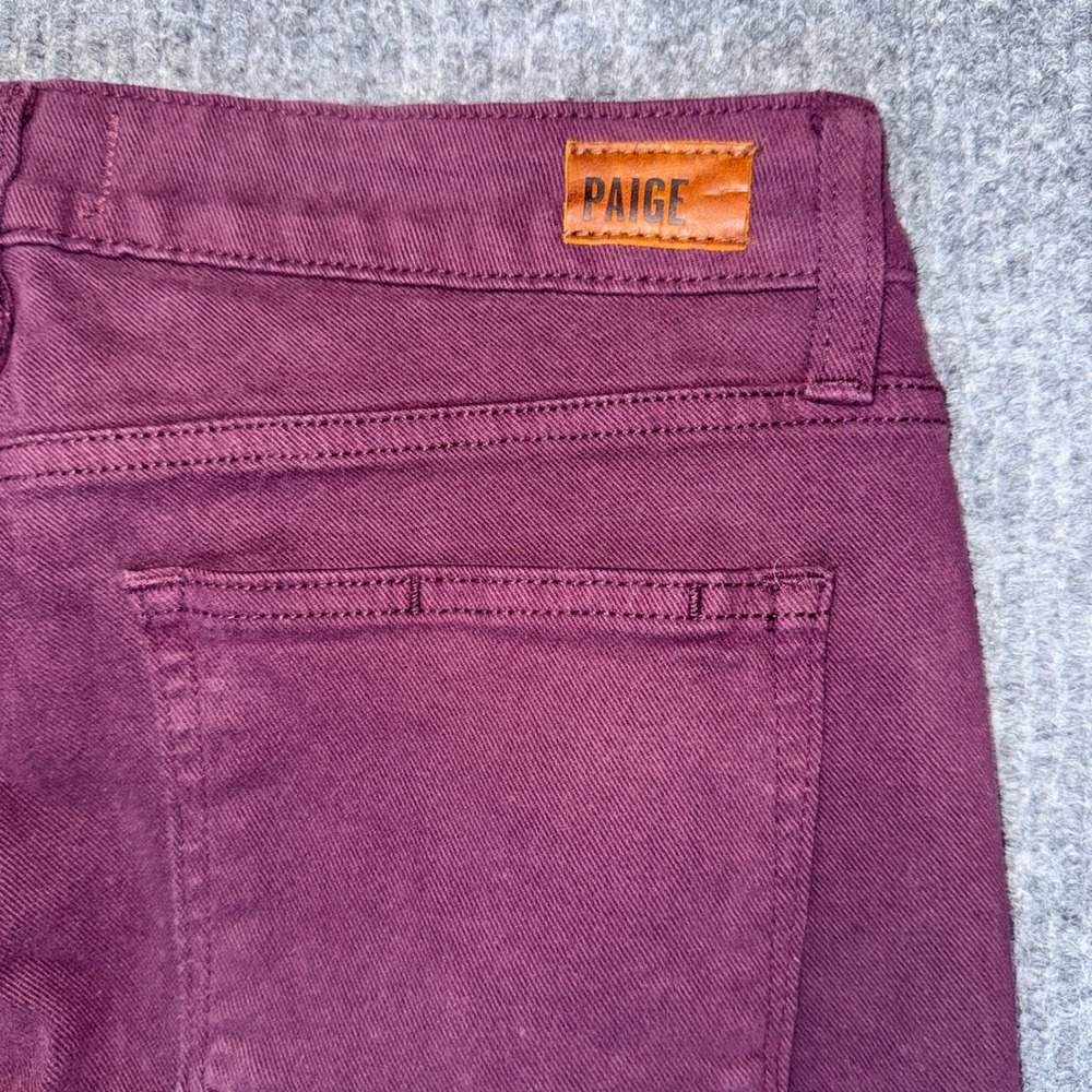 Paige Verdugo Ankle Skinny Jeans Vamp Red Burgundy Mid Rise Stretch Denim 28 NEW - Picture 9 of 9